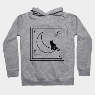 magic black cat on the moon Hoodie